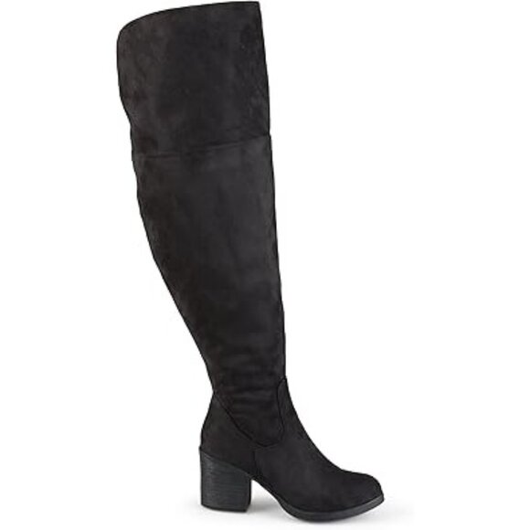 Brinley&Co Women's Over The Knee Boot Faux Suede Block Heel Zip Detail Black 7R - Picture 1 of 5